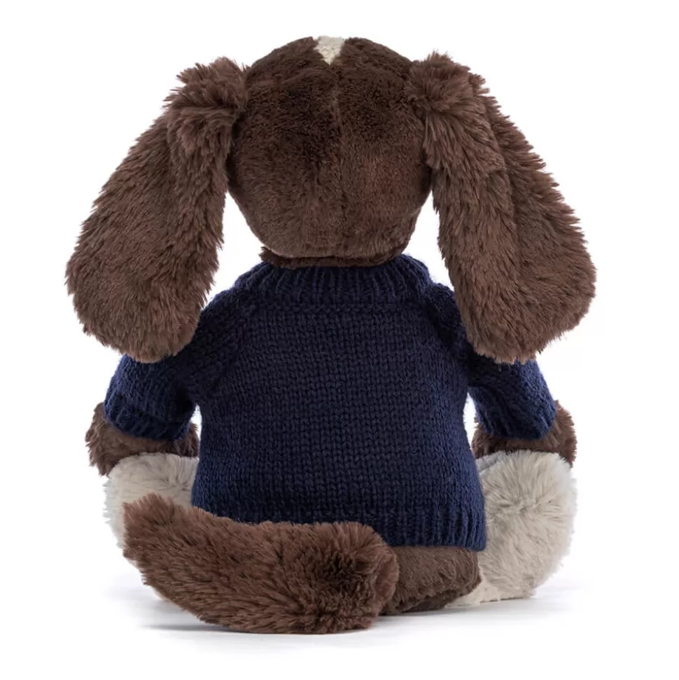 Cucciolo di Peluche Fudge Jellycat con Maglia Personalizzata Blu Navy - Edizione Speciale Coccole