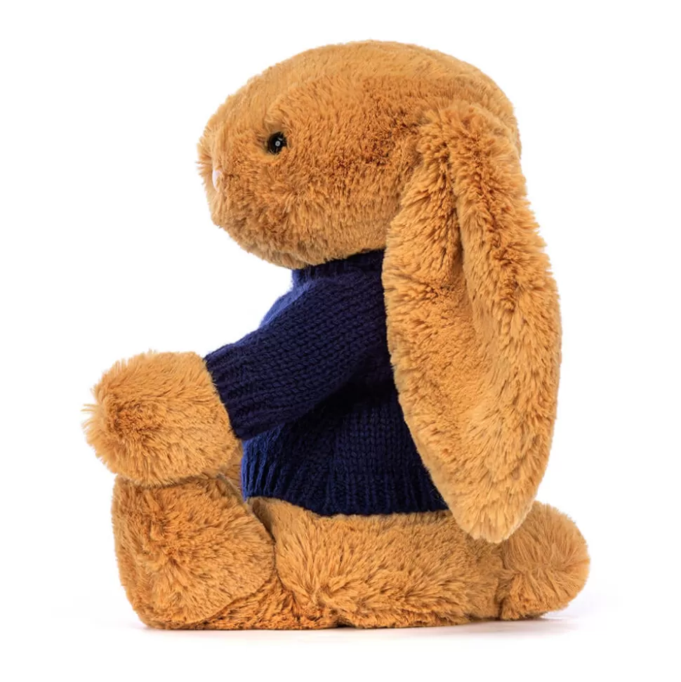 Peluche Morbido Coniglietto Timido Dorato Jellycat - Maglina Blu Marino Con Nome Ricamato (Personalizzazione Gratuita) 

(Nota: Ho aggiunto elementi descrittivi come 