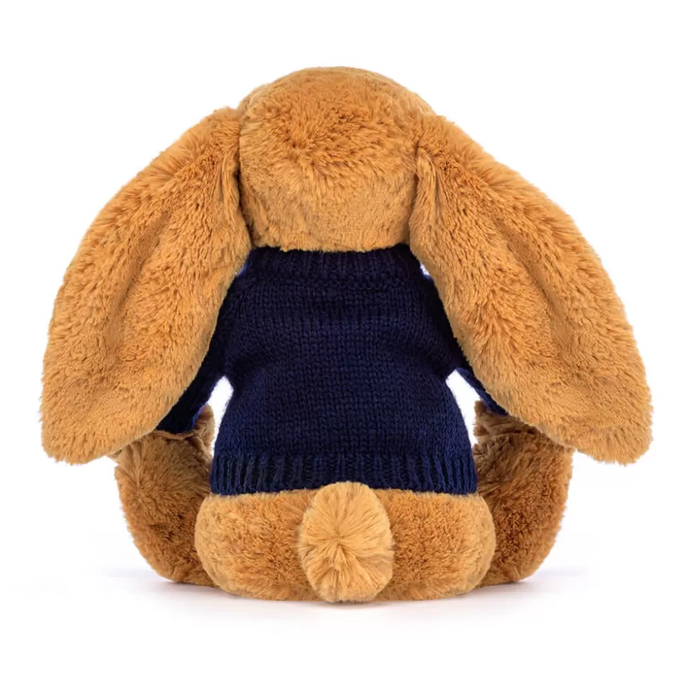 Peluche Morbido Coniglietto Timido Dorato Jellycat - Maglina Blu Marino Con Nome Ricamato (Personalizzazione Gratuita) 

(Nota: Ho aggiunto elementi descrittivi come 