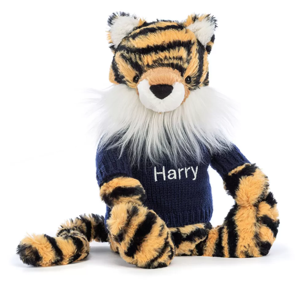 Tigrotto Timido Jellycat con Maglioncino Marina Personalizzabile - Peluche da Collezione con Confezione Regalo Opzionale