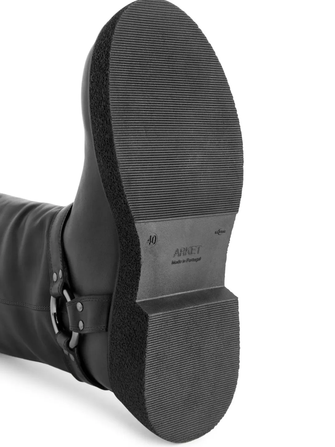 ARKET Stivali Moto in Pelle Lavorata - Calzature Robusti con Rinforzi Laterali e Suola Antiscivolo