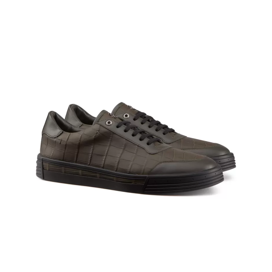 Scarpe Sportive Stefano Ricci in Pelle Vitello e Coccodrillo - Lusso Artigianale con Prezzo Accessibile