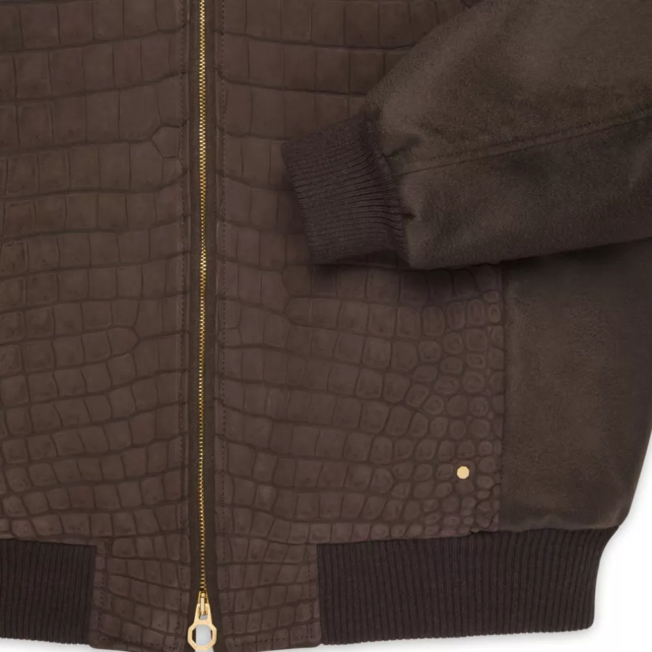 Stefano Ricci Blouson Edizione Speciale - Cashmere Preno, Pelle Coccodrillo Nabuk e Rifiniture in Visone · Promozione Lampo