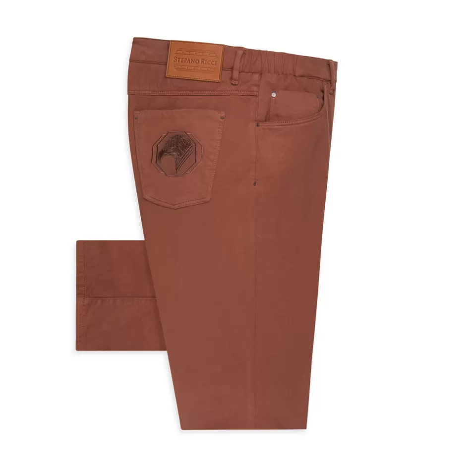 Pantaloni Casual Uomo in Tessuto Misto Cotone-Cashmere con 5 Tasche | Collezione Stefano Ricci - Offerta Imperdibile