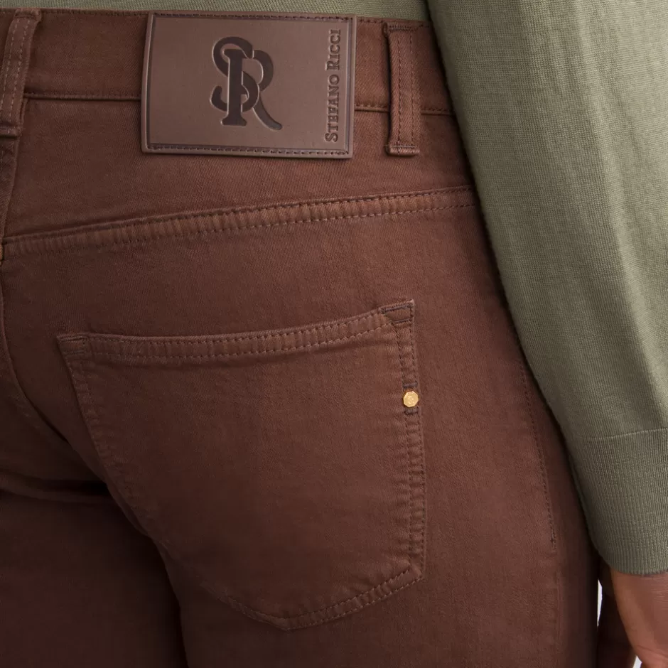 Pantaloni Eleganti Tapered in Cotone e Cashmere con 5 Tasche Funzionali | Collezione Uomo Stefano Ricci