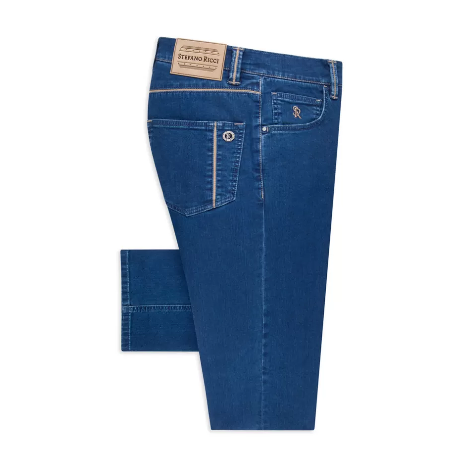 Jeans Slim in Tela Misto Cotone - Modello Conico Stefano Ricci con Sconti Esclusivi
