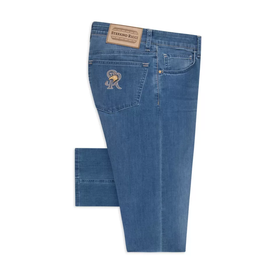 Jeans Confortevoli in Tessuto Pregiato Misto Cotone - Taglio Confortevole a Sigaretta da Uomo | Moda Essenziale Stefano Ricci