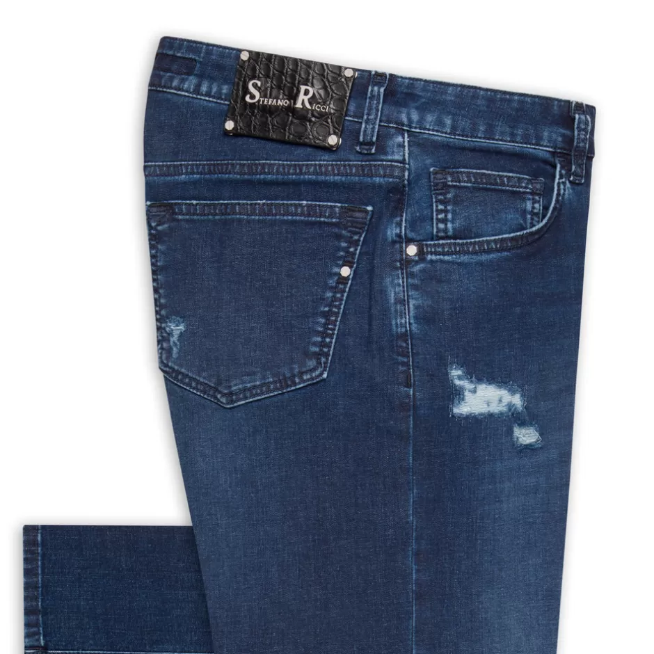 Jeans Slim Stefano Ricci in Cotone Premium con Taglio Tapered - Vestibilità Confortevole e Design Esclusivo