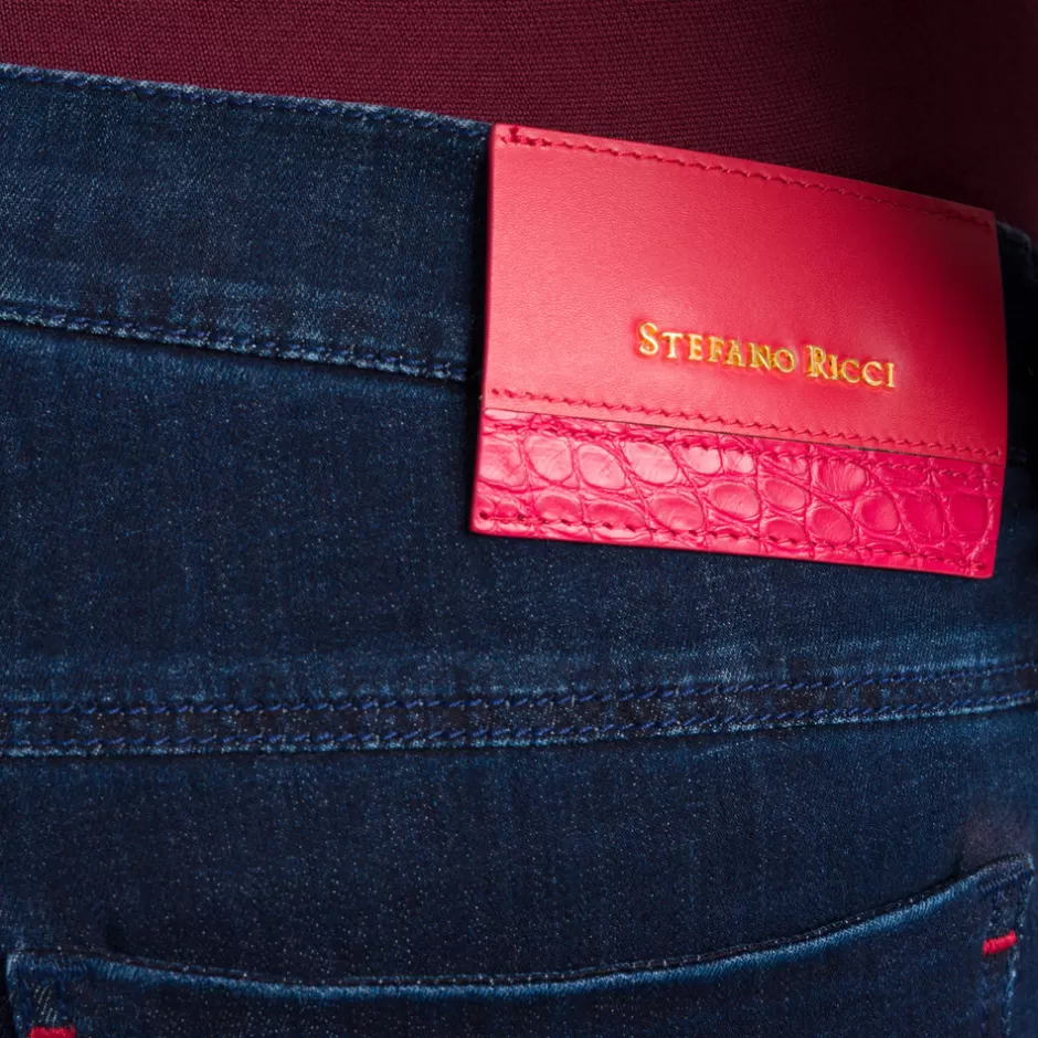 Jeans Confortevoli in Misto Cotone con Fodera Morbida - Taglio Rastremato by Stefano Ricci, Prezzo Accessibile