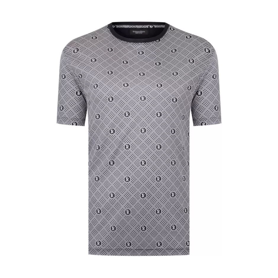 Lusso Italiano: Maglietta in Pura Seta con Collo Rotondo di Stefano Ricci - T-Shirt Elegante con Design Classico e Confezione Artigianale