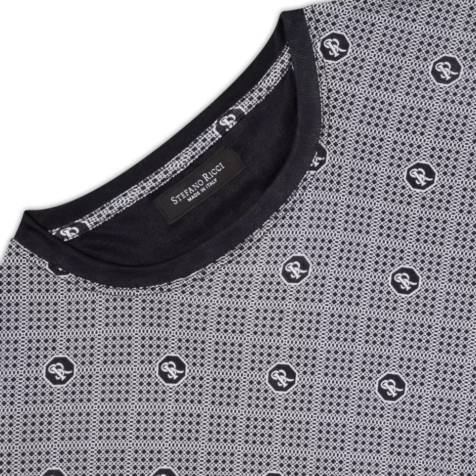 Lusso Italiano: Maglietta in Pura Seta con Collo Rotondo di Stefano Ricci - T-Shirt Elegante con Design Classico e Confezione Artigianale