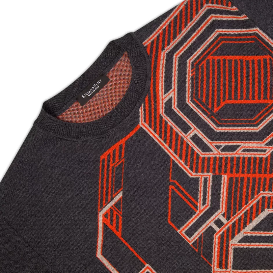 Stefano Ricci - Maglione Elegante con Scollo a Girocollo in Tessuto Premium