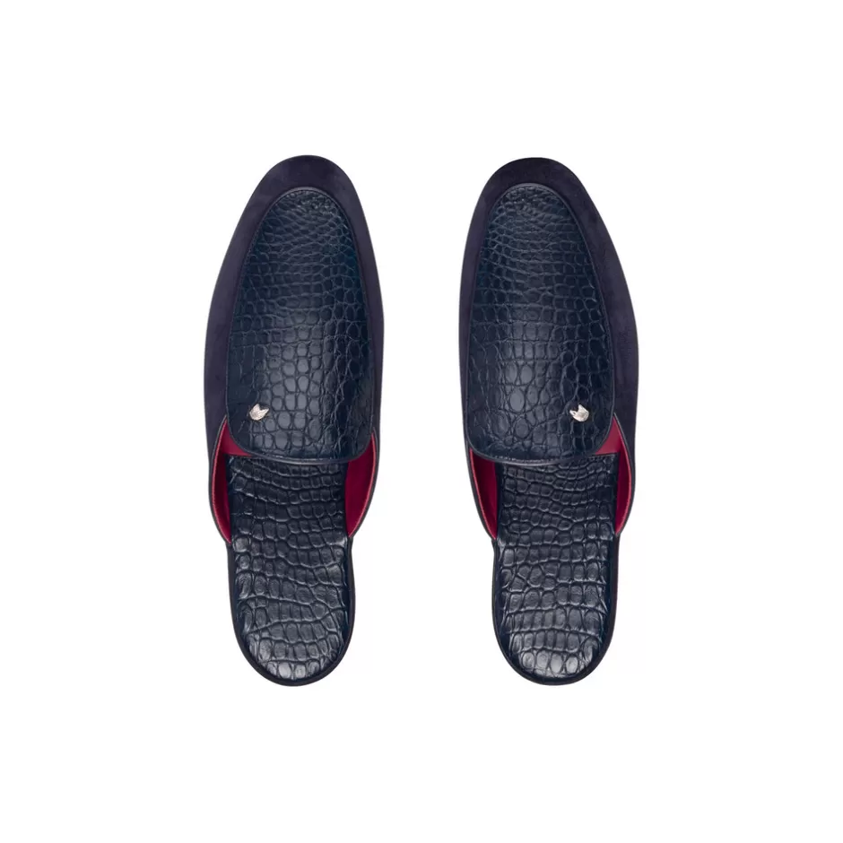 Pantofole Uomo in Pregiato Coccodrillo con Dettagli in Morbida Scamosciata - Calzatura Elegante Stefano Ricci Collezione Esclusiva