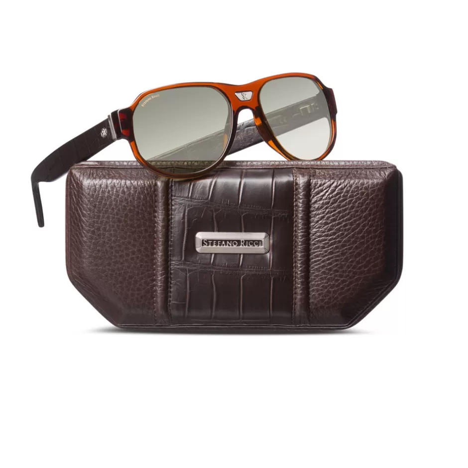 Occhiali da Sole in Pelle di Coccodrillo Stefano Ricci - Edizione Speciale con Sconto Esclusivo
