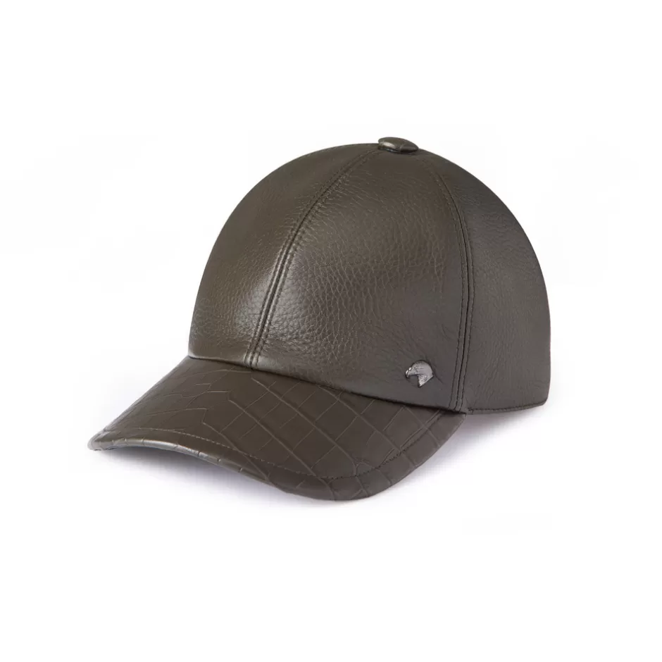 Cappello Baseball Stefano Ricci in Pelle di Daino con Inserti in Coccodrillo Opaco - Ultimi Pezzi Disponibili