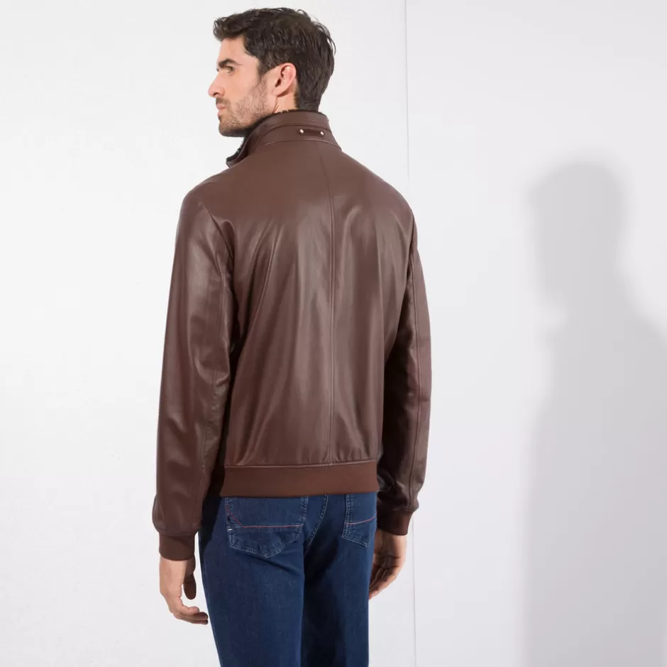 Giacca in Pelle d'Agnello Rivestita con Pelliccia Shearling | Giacche Stagionali Stefano Ricci Premium