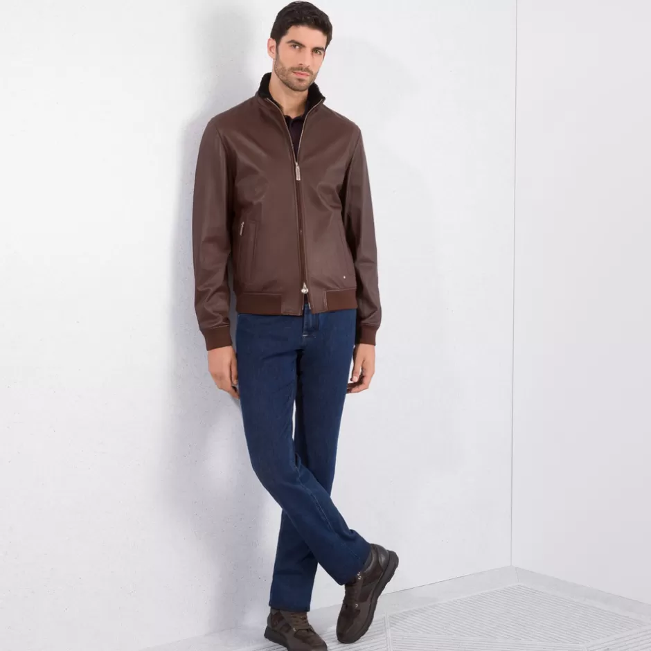 Giacca in Pelle d'Agnello Rivestita con Pelliccia Shearling | Giacche Stagionali Stefano Ricci Premium