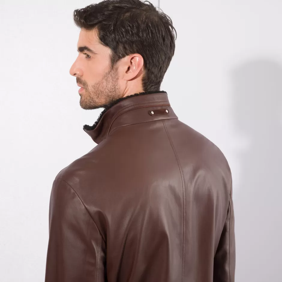 Giacca in Pelle d'Agnello Rivestita con Pelliccia Shearling | Giacche Stagionali Stefano Ricci Premium