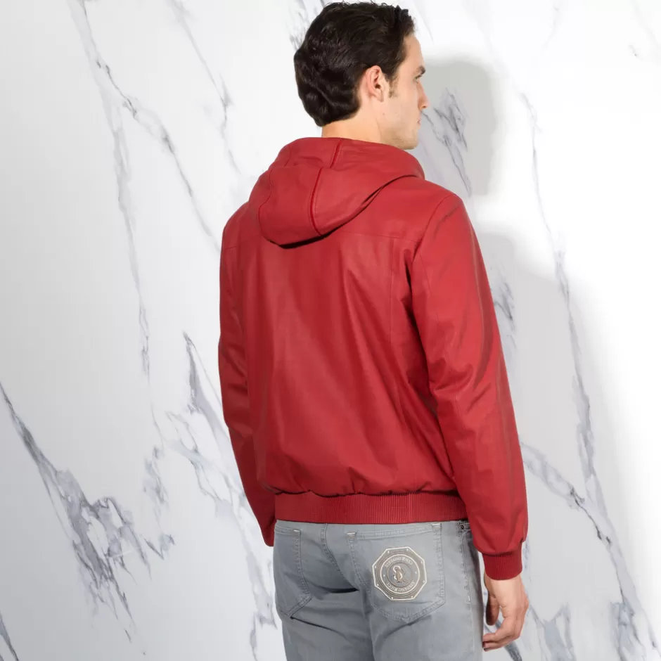 Giacca in Pelle d'Agnello con Cappuccio Regolabile - Collezione Stefano Ricci | Edizione Limitata con Sconto Lampo

（：，