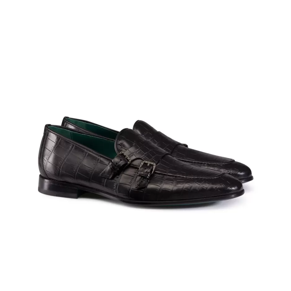 Loafer Eleganti con Fibbia Monaco in Pelle di Coccodrillo Opaco - Design Italiano Stefano Ricci Collezione Lusso 

（：，，，，