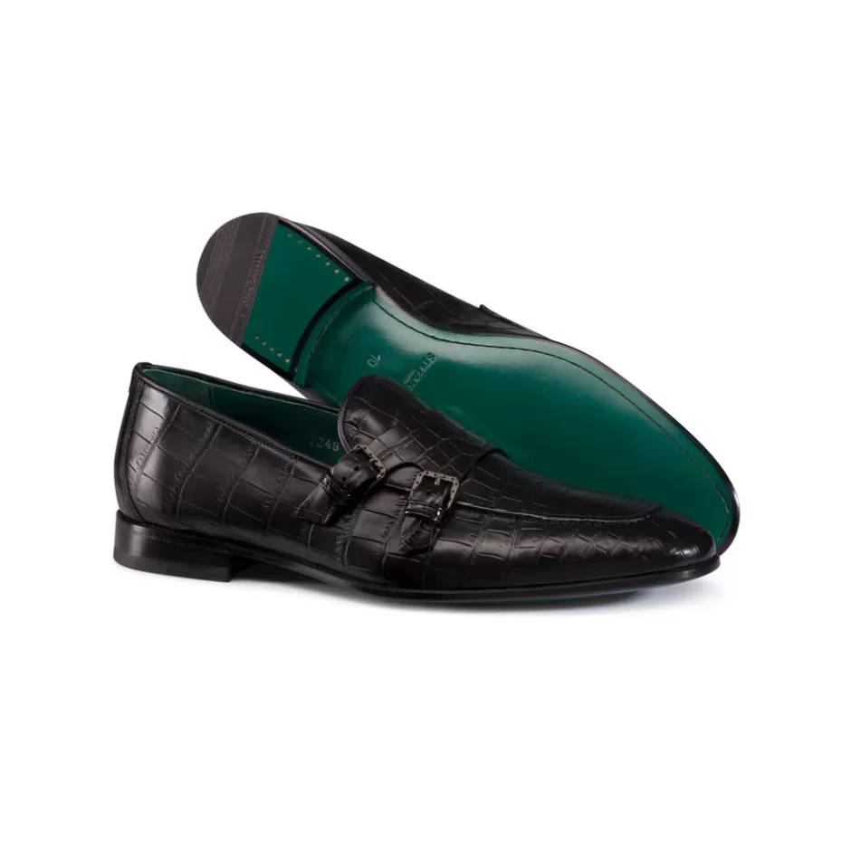 Loafer Eleganti con Fibbia Monaco in Pelle di Coccodrillo Opaco - Design Italiano Stefano Ricci Collezione Lusso 

（：，，，，
