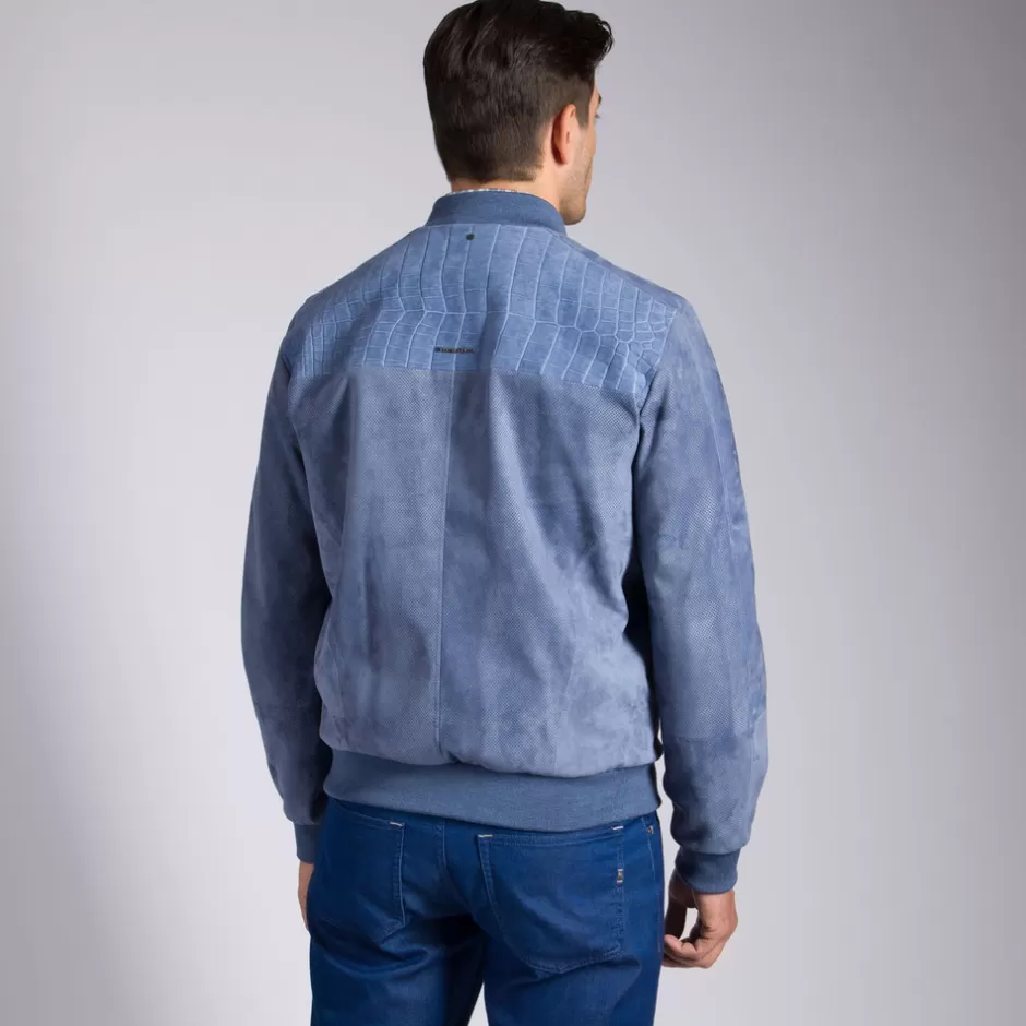 Lussuosa Giacca in Pelle di Coccodrillo Nubuck con Inserti in Suede Morbido | Collezione Uomo Stefano Ricci