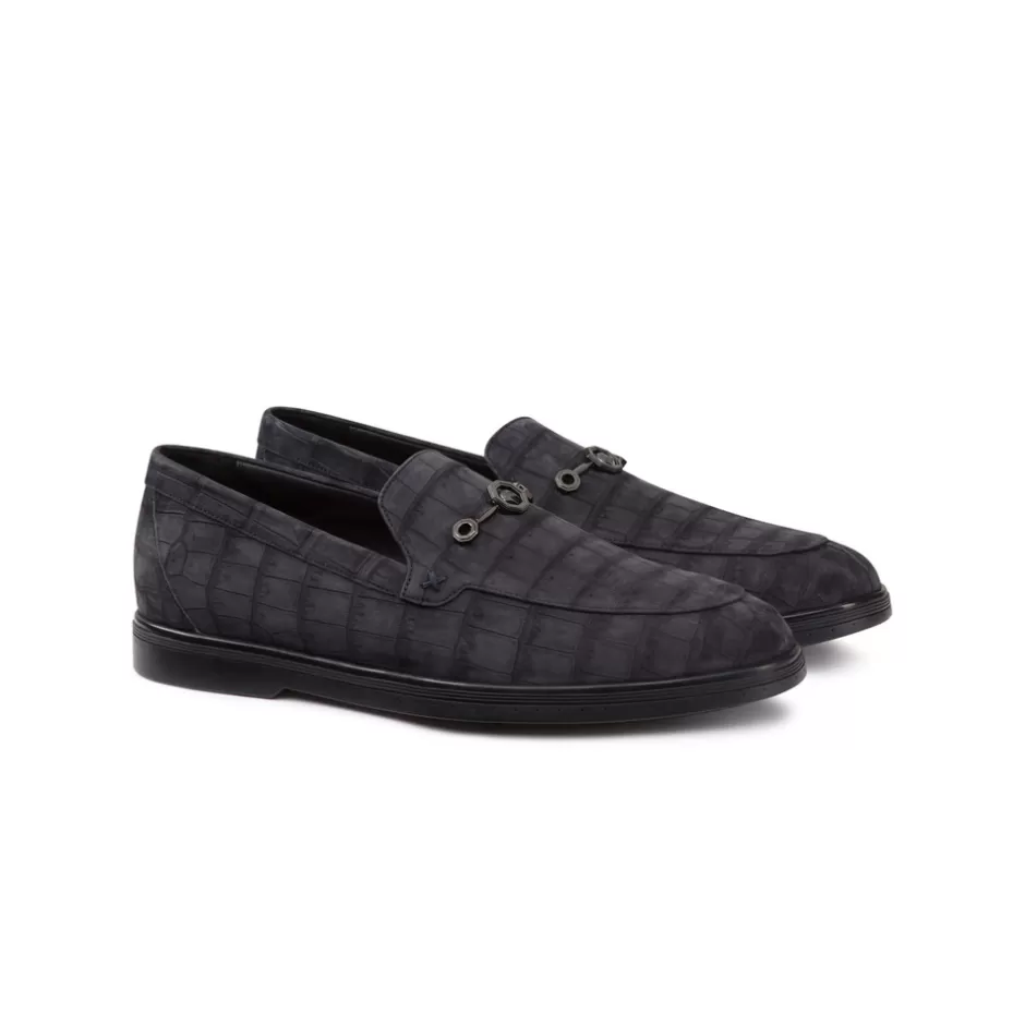 Mocassini Eleganti in Pelle Nubuck e Coccodrillo - Stefano Ricci con Prezzo Conveniente