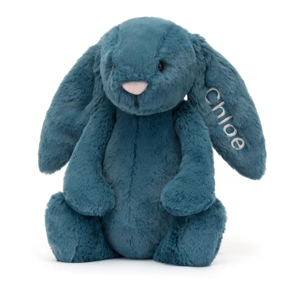 Peluche Coniglio Personalizzabile Blu Minerale - Jellycat Timido Taglia Media Confezione Regalo
