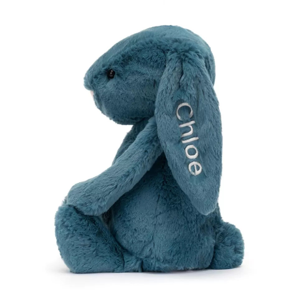 Peluche Coniglio Personalizzabile Blu Minerale - Jellycat Timido Taglia Media Confezione Regalo