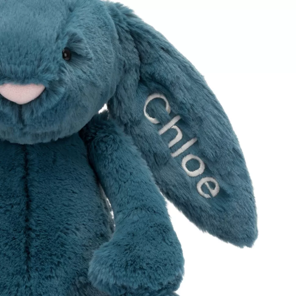 Peluche Coniglio Personalizzabile Blu Minerale - Jellycat Timido Taglia Media Confezione Regalo