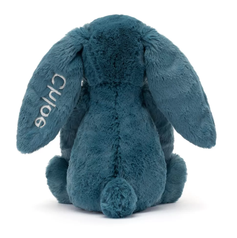 Peluche Coniglio Personalizzabile Blu Minerale - Jellycat Timido Taglia Media Confezione Regalo