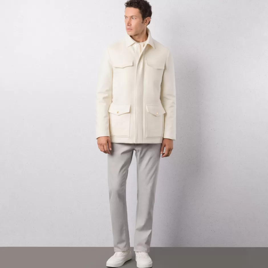Raffinata Giacca Campagna in Puro Cashmere con Inserti di Pelle Scamosciata - Linea Autunno di Stefano Ricci, Conforto e Stile Senza Tempo con un'offerta speciale