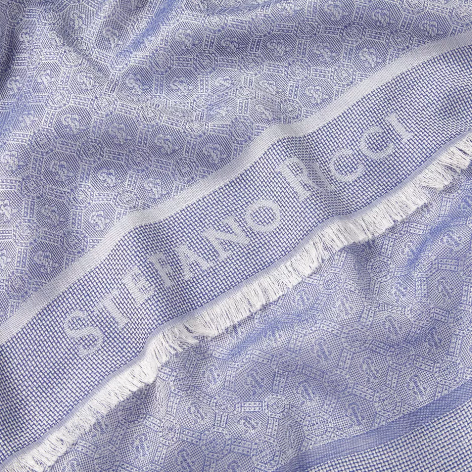 Sciarpe Stefano Ricci in Tessuto Misto Pura Seta e Lana Cashmere Pregiato - Collezione Autunno-Inverno 2024 con Foulard Avorio Naturale e Ricamo Elegante