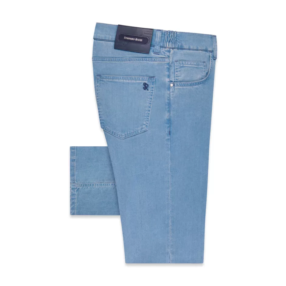 Stefano Ricci Jeans Slim Fit Uomo Design Esclusivo Pantaloni Ristretti a Polpaccio
