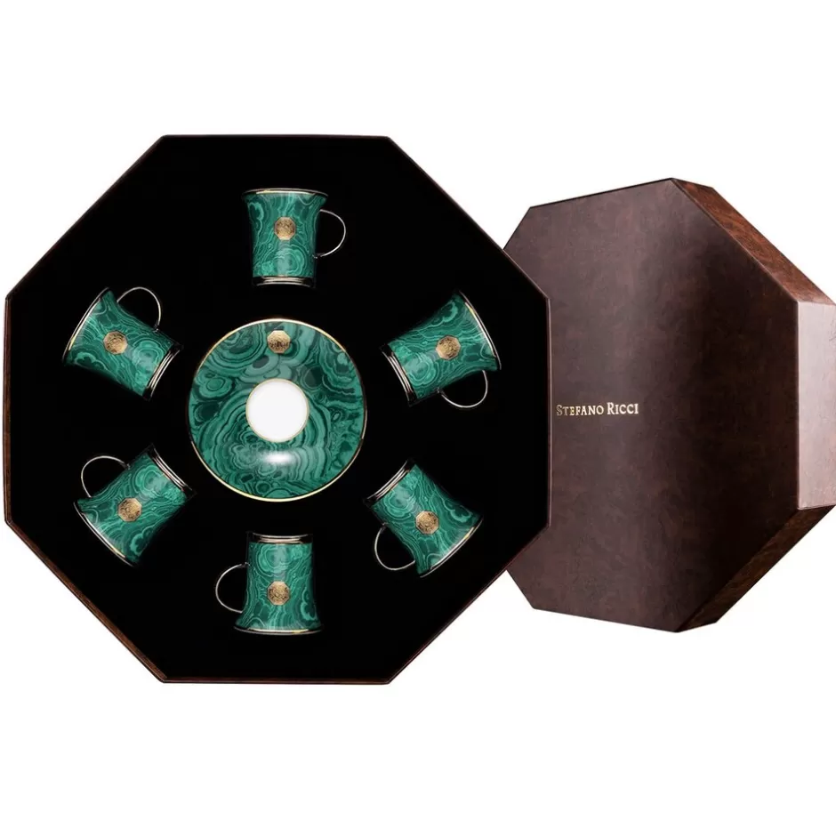 Scatola Regalo Set Esclusivo di Tazze da Tè con Decorazioni in Malachite Reale - Elegante Confenzione da Collezione - Stefano Ricci Acquisto Online