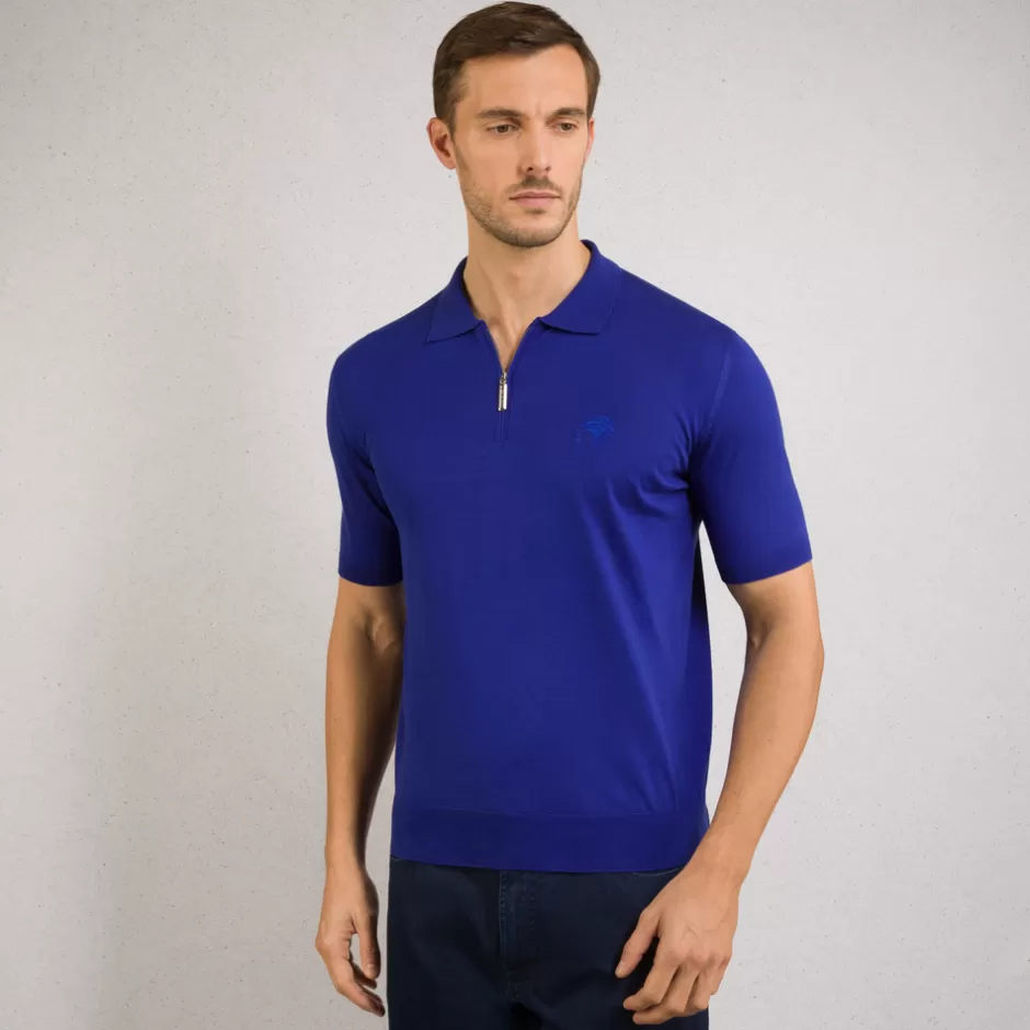 Stefano Ricci - Maglia Polo con Zip Frontale in Cotone Premium per Stile Casual Elegante - Abbigliamento Uomo Moda 2024