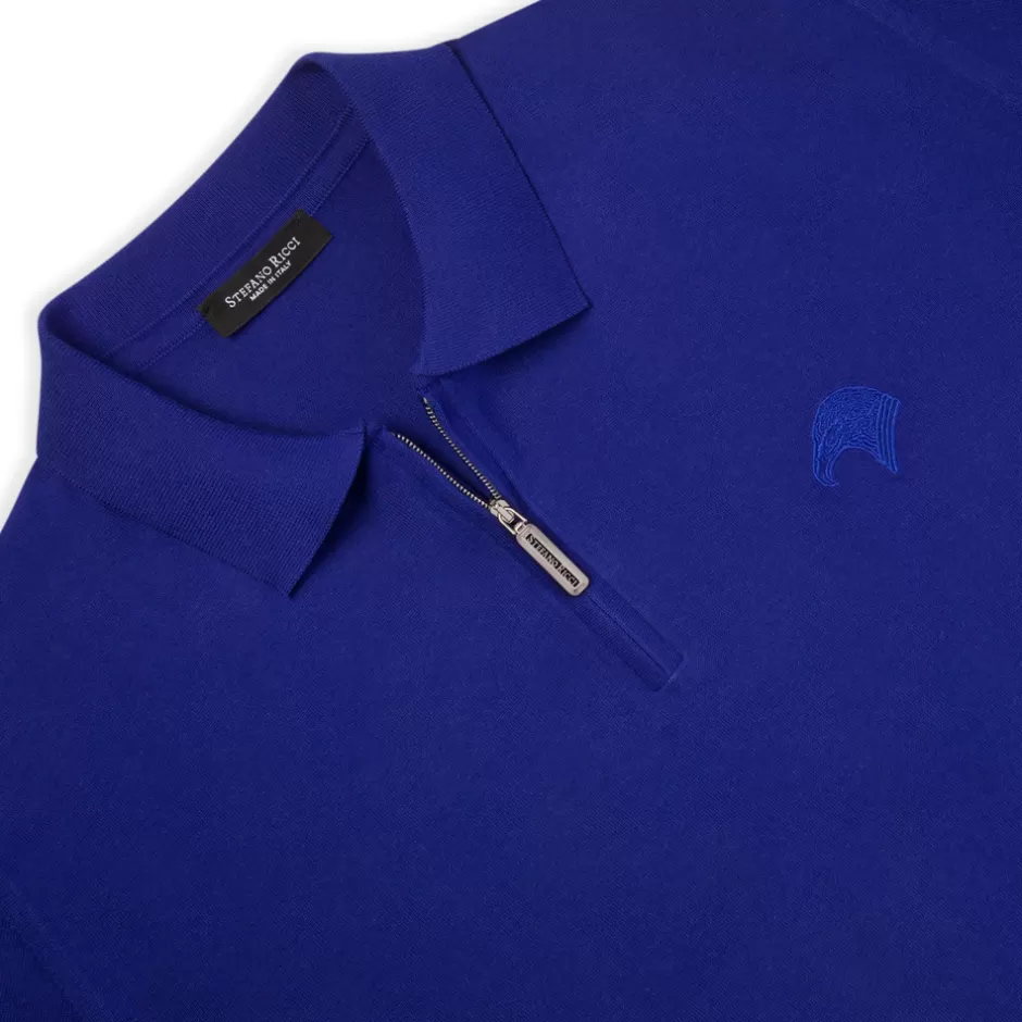 Stefano Ricci - Maglia Polo con Zip Frontale in Cotone Premium per Stile Casual Elegante - Abbigliamento Uomo Moda 2024